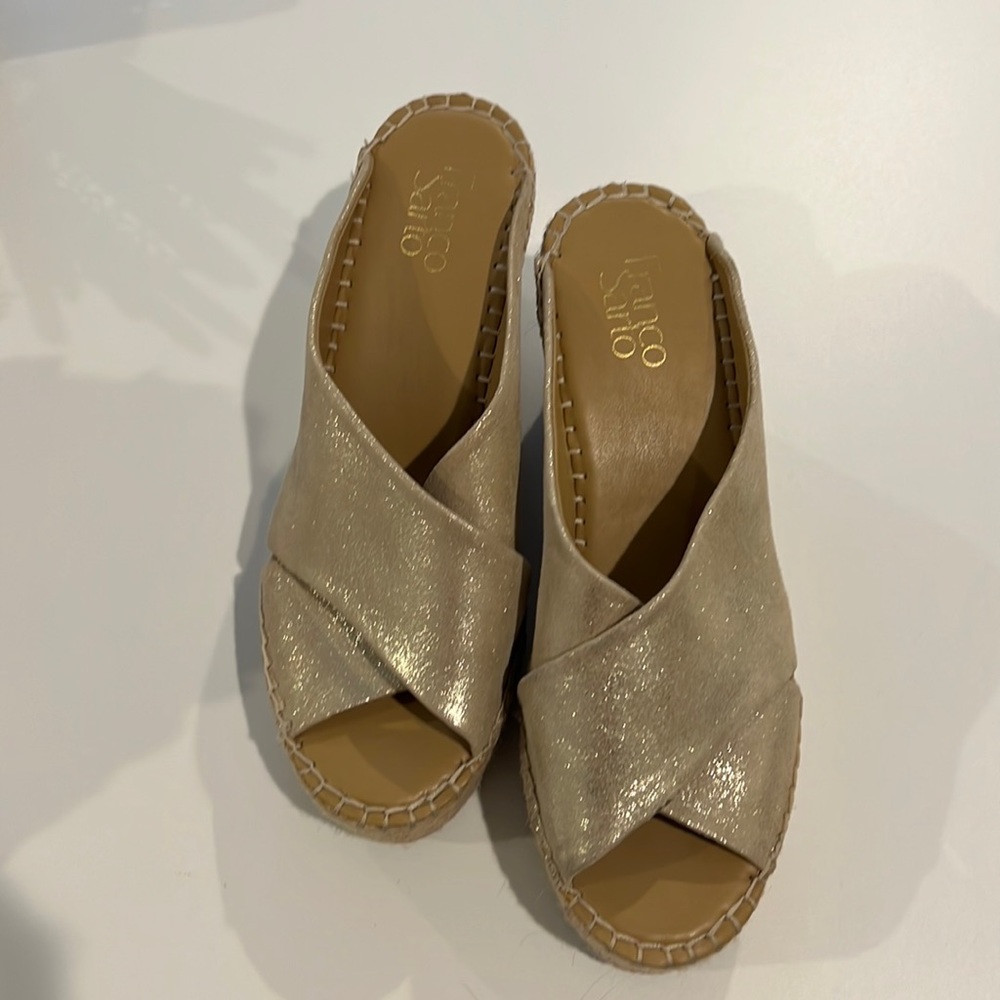 Franco Sarto, gold, espadrille, wedge